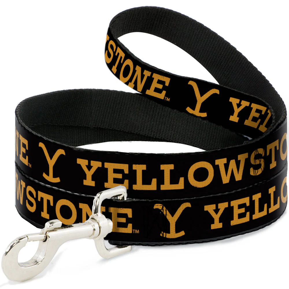 Yellowstone Weathered Black and Orange Logo Pet Dog Leash