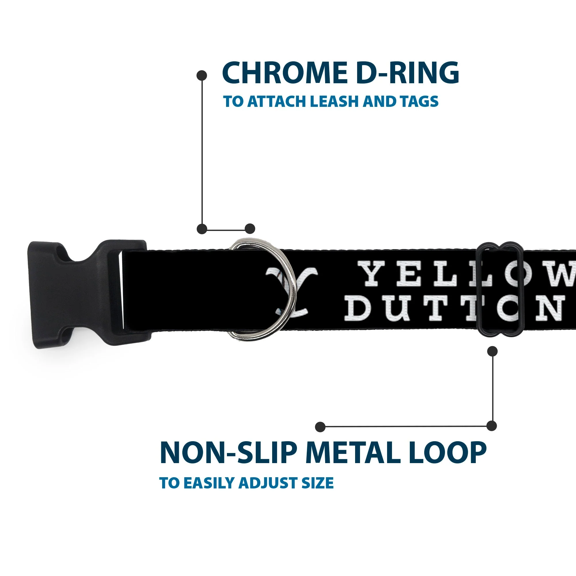 Yellowstone Dutton Ranch Logo Black/White Pet Clip Collar - Image 5