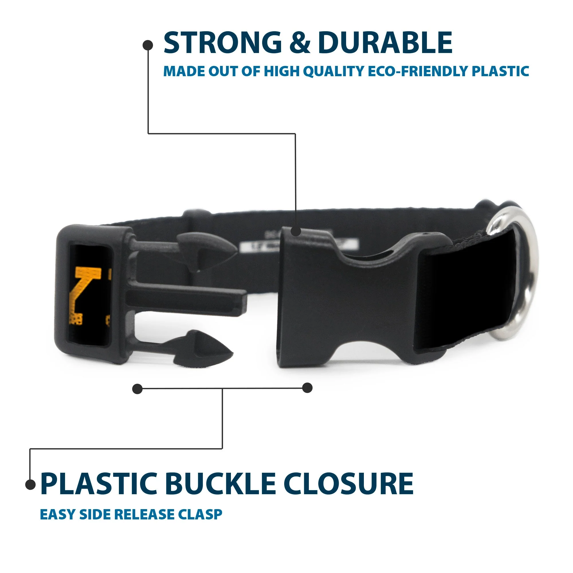 Yellowstone Text and Y Logo Weathered Black & Orange Pet Collar - Image 4