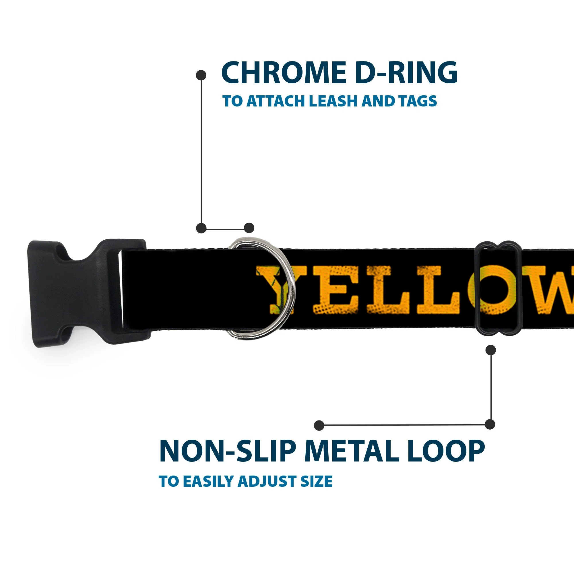 Yellowstone Text and Y Logo Weathered Black & Orange Pet Collar - Image 5