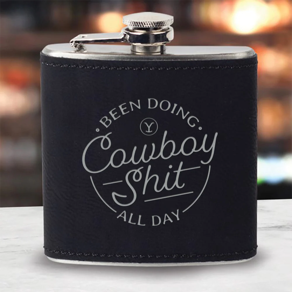 Yellowstone Cowboy Leather Flask - Image 2