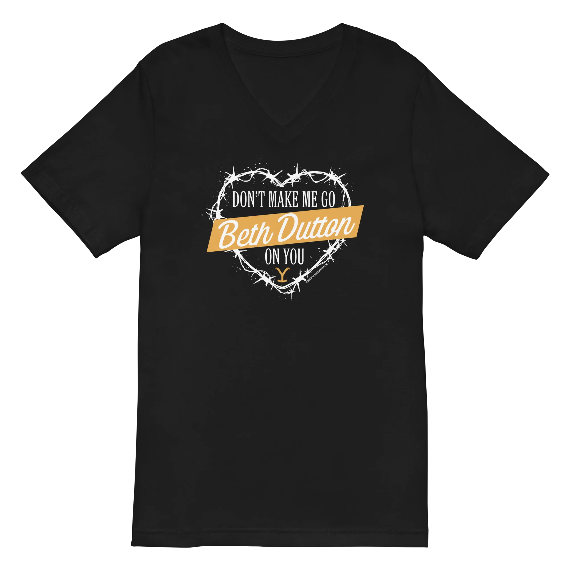 Yellowstone Don't Make Me Go Beth Dutton On You Heart V-Neck Short Sleeve T-Shirt