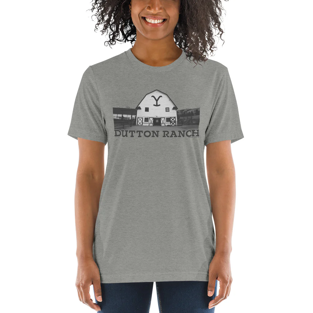 Yellowstone Dutton Ranch Barn Unisex Tri-Blend T-Shirt - Image 3