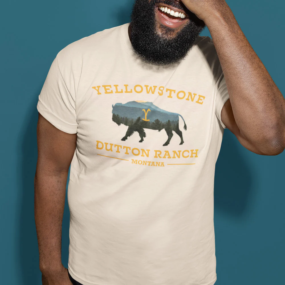 Yellowstone Dutton Ranch Bison Adult Short Sleeve T-Shirt - Image 4