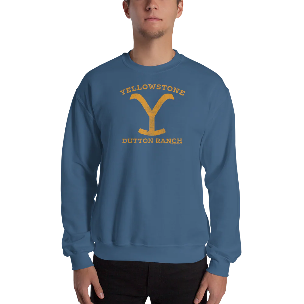 Yellowstone Dutton Ranch Distressed Logo Fleece Crewneck Sweatshirt - Image 3