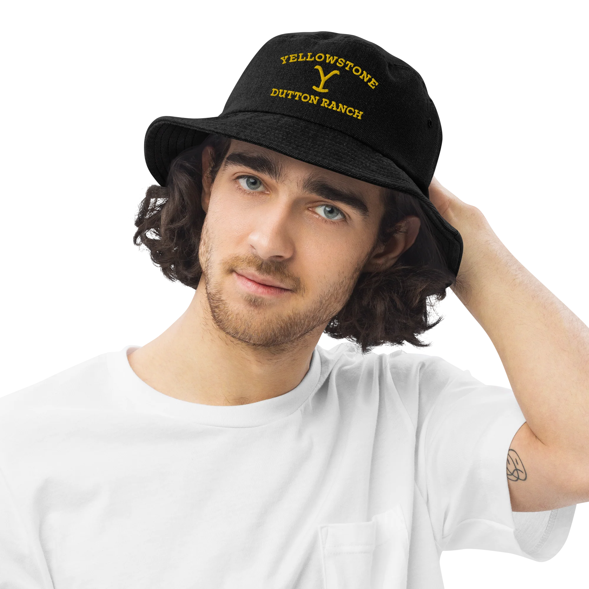 Yellowstone Dutton Ranch Logo Denim Bucket Hat - Image 2