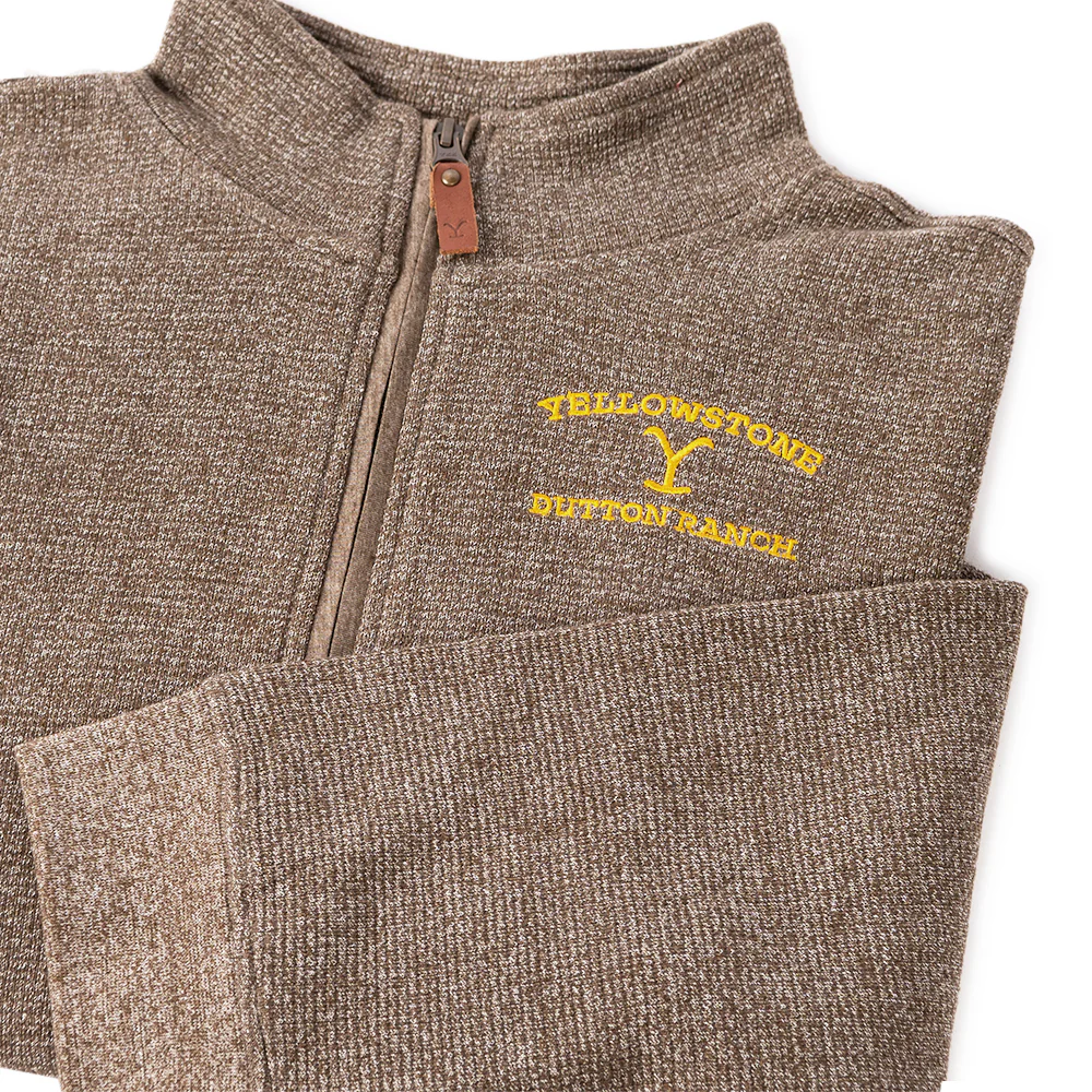 Yellowstone Dutton Ranch Mortimer Quarter Zip Embroidered Pullover - Image 5