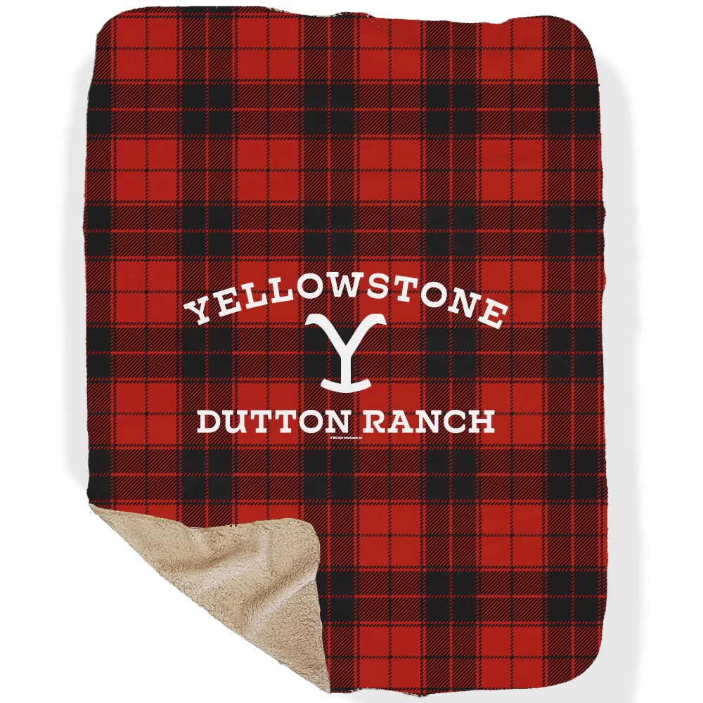 Yellowstone Dutton Ranch Plaid Sherpa Blanket - Image 3