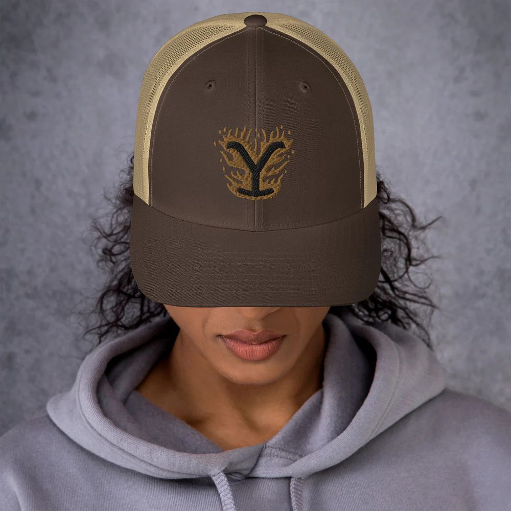 Yellowstone Flaming Logo Retro Trucker Hat - Image 2