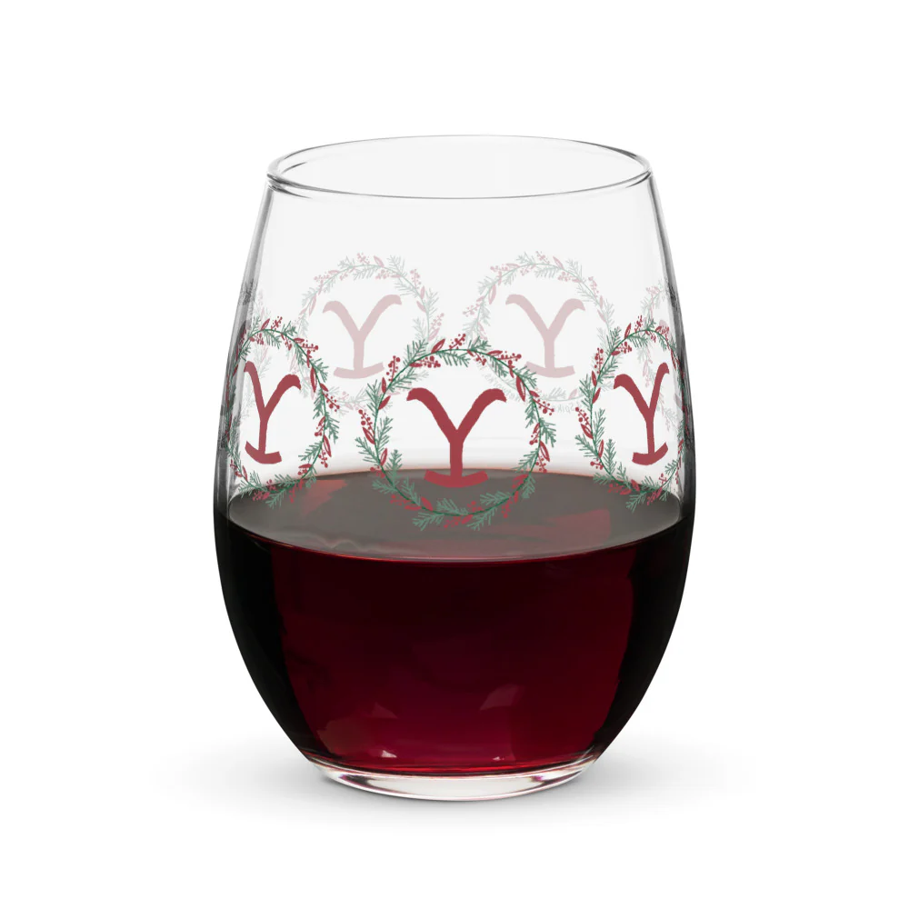 Yellowstone Holiday Wreath Wine Glass - Image 3