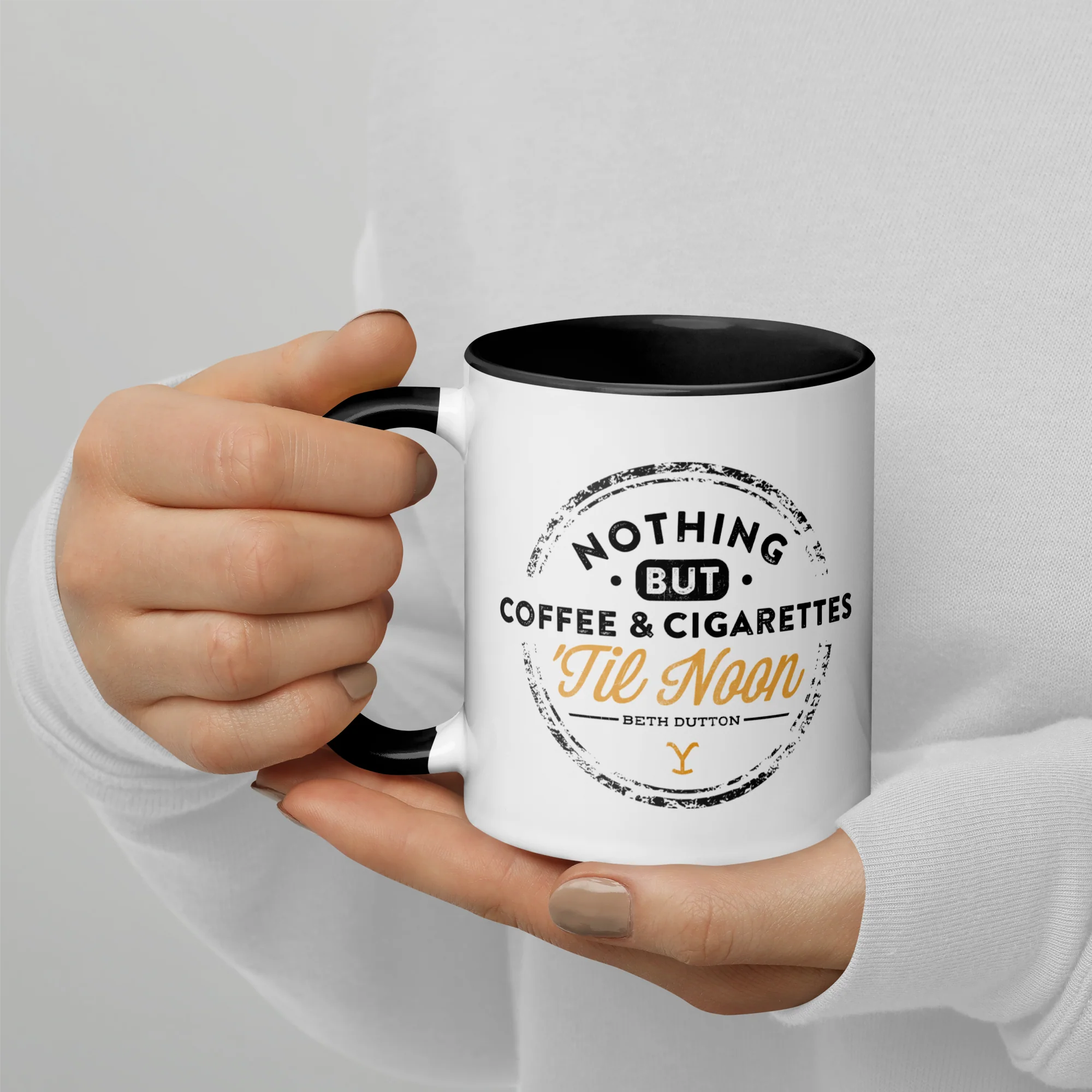 Yellowstone Nothing But Coffee & Cigarettes 'Til Noon Two-Tone Mug - Image 2