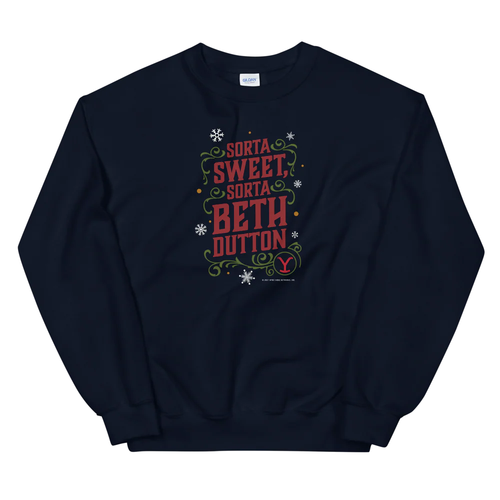 Yellowstone Sorta Sweet Sorta Beth Dutton Holiday Fleece Crewneck Sweatshirt - Image 3