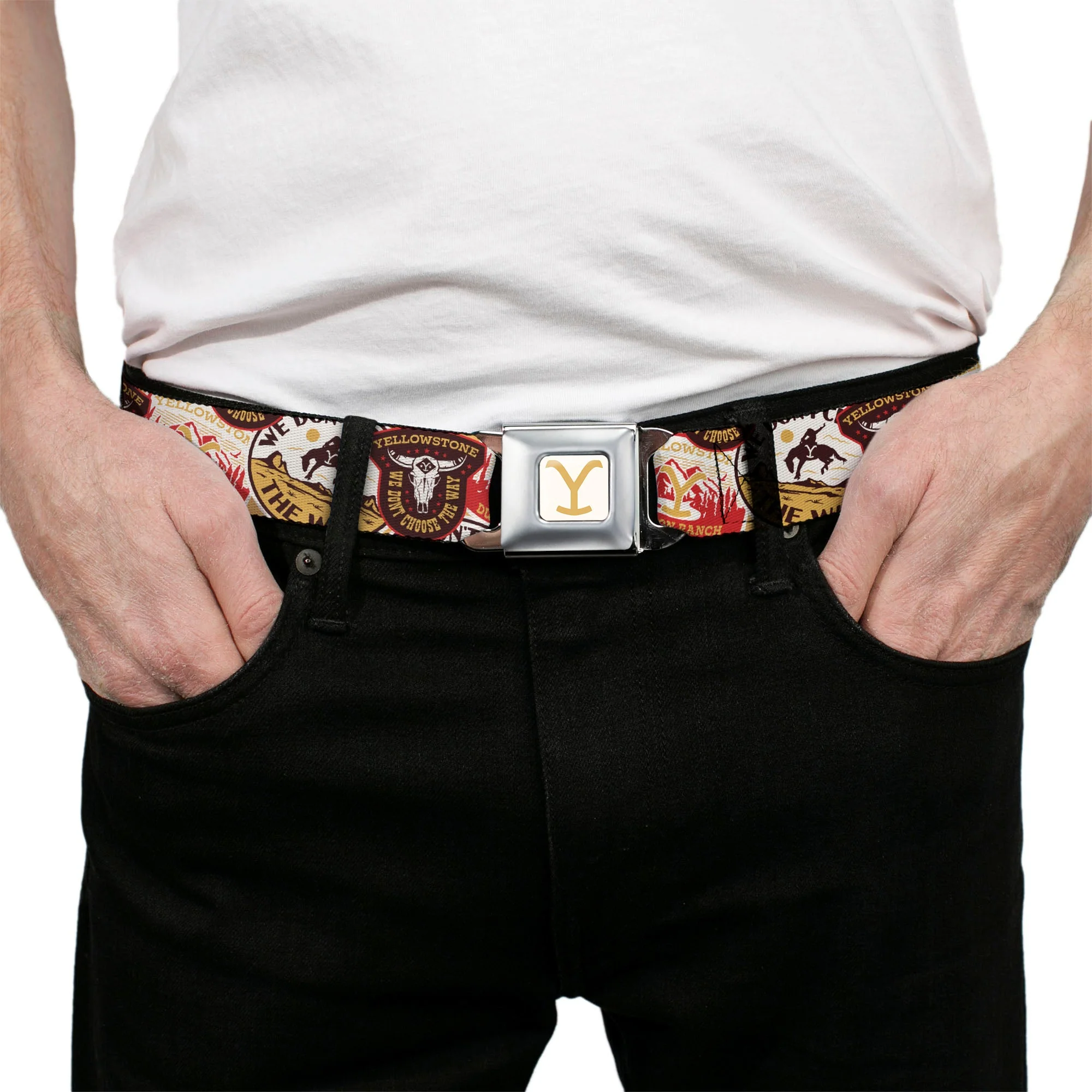 Yellowstone Y Logo Full Color Patches Seatbelt Belt - Image 3