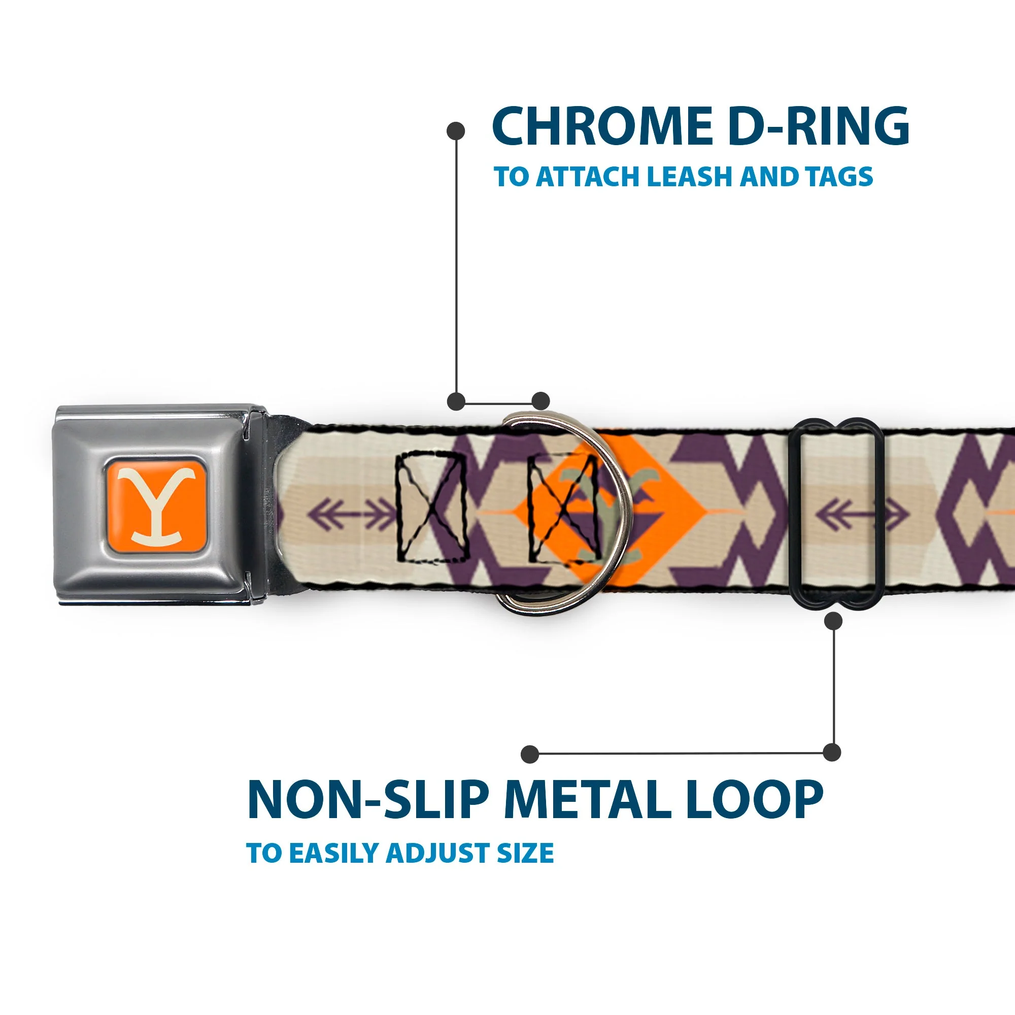 Yellowstone Weathered Y Logo Tribal Seatbelt Buckle Pet Collar - Image 5