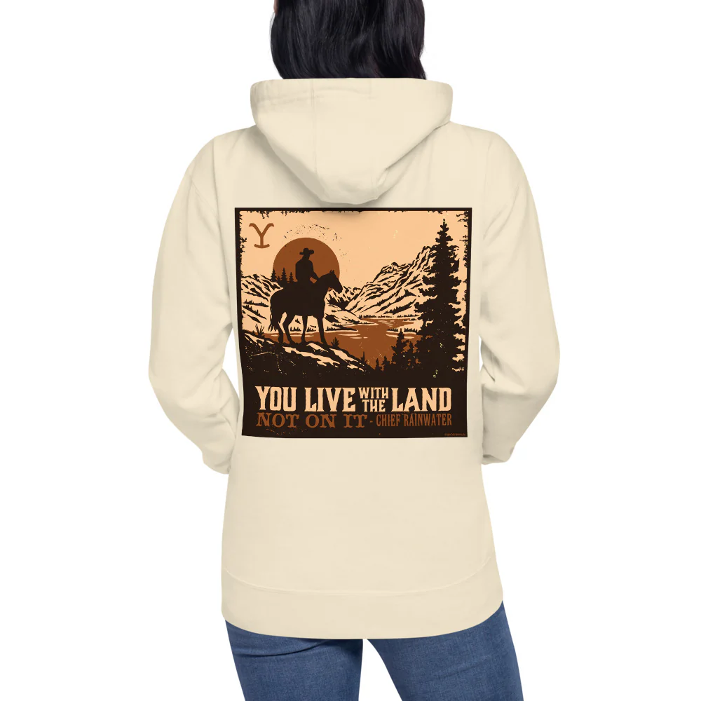 Yellowstone You Live With The Land Unisex Premium Hoodie - Image 3